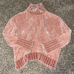 Pink turtleneck/cowl sweater